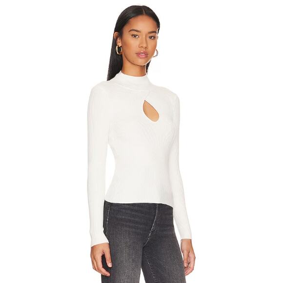 NWT Lovers + Friends Niko Keyhole Cutout Mock Turtleneck Sweater Ivory Large - Picture 3 of 9